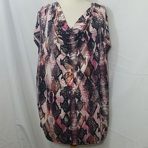 Jennifer Lopez Scoop Neck Snake Skin Blouse